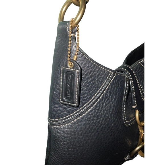NOT FOR SALE! Vintage COACH HAMPTON Black Pebbled Leather Hobo Shoulder Bag - Picture 9 of 12